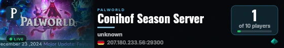 Conihof Season Server live status badge