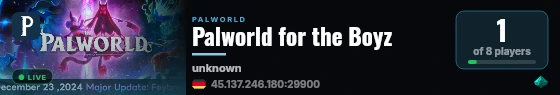 Palworld for the Boyz live status badge