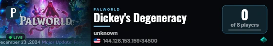 Dickey's Degeneracy live status badge