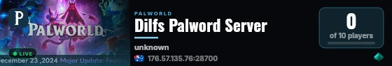 Dilfs Palword Server live status badge