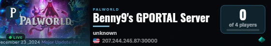 Benny9's GPORTAL Server live status badge
