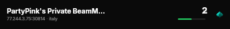 PartyPink's Private BeamMP Server live status badge