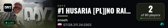 #1 HUSARIA [PL]|NO RAID|PVP/PVE|LOOT++|HORSES|HELI|CARS live status badge