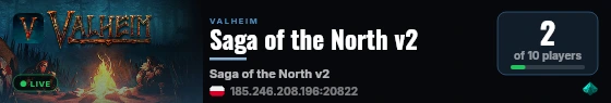 Saga of the North v2 live status badge