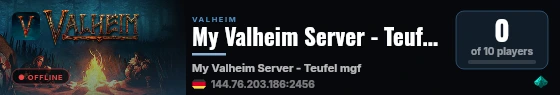 My Valheim Server - Teufel mgf live status badge