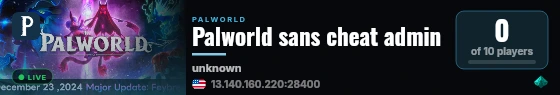 Palworld sans cheat admin live status badge