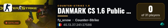 DANMARK CS 1.6 Public [RESPAWN MOD] +18 live status badge