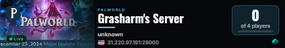 Grasharm's Server live status badge