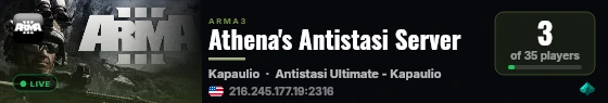 Athena's Antistasi Server live status badge