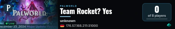 Team Rocket? Yes live status badge