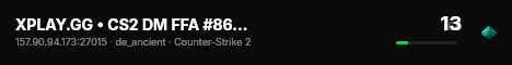 XPLAY.GG • CS2 DM FFA #86 • [DE] live status badge