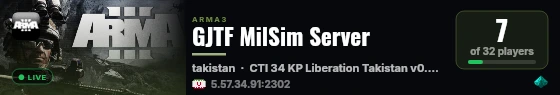 GJTF MilSim Server live status badge
