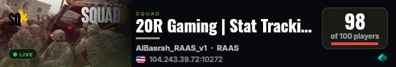 20R Gaming | Stat Tracking | Discord.gg/20R live status badge