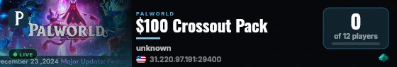 $100 Crossout Pack live status badge