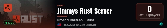 Jimmys Rust Server live status badge