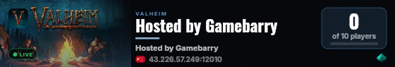 Hosted by Gamebarry live status badge