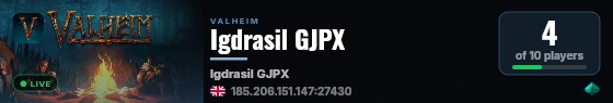Igdrasil GJPX live status badge