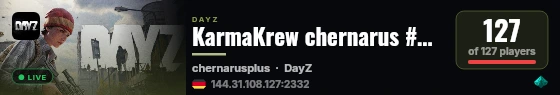 KarmaKrew chernarus #2 EU - SOLO DUO RIO | 1PP |VANILLA + MOD 11.07 live status badge