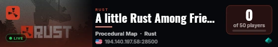 A little Rust Among Friends live status badge
