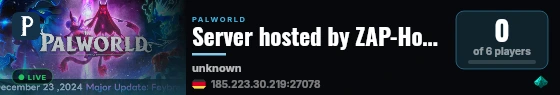 Server hosted by ZAP-Hosting.com live status badge