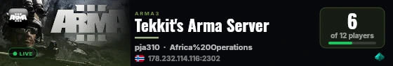 Tekkit's Arma Server live status badge
