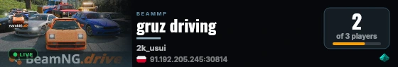 gruz driving live status badge