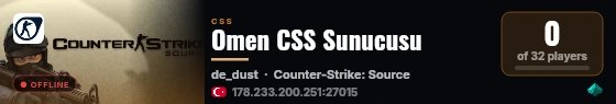 Omen CSS Sunucusu live status badge