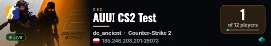 AUU! CS2 Test live status badge