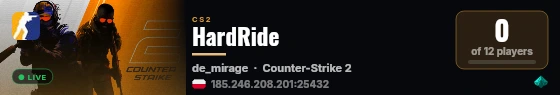HardRide live status badge