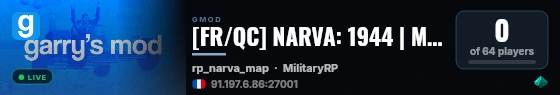 [FR/QC] NARVA: 1944 | MilitaryRP | Système UNIQUE | .gg/narva live status badge
