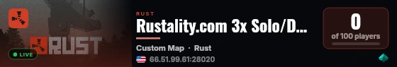 Rustality.com 3x Solo/Duo/Trio/Quad | Shared BPs live status badge