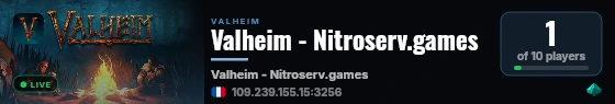 Valheim - Nitroserv.games live status badge