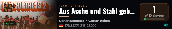 Aus Asche und Stahl geboren live status badge