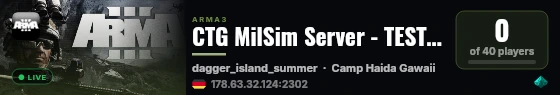 CTG MilSim Server - TEST (do not use for ops) live status badge