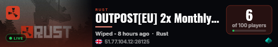 OUTPOST[EU] 2x Monthly Main | Just Wiped #2 live status badge