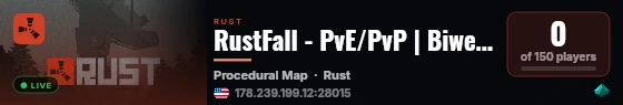 RustFall - PvE/PvP | Biweekly | Raidable Bases live status badge