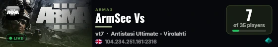 ArmSec Vs live status badge