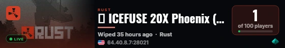 ⦿ ICEFUSE 20X Phoenix (NoBP|PVP|Shop|MyMini|5X WIPED) live status badge
