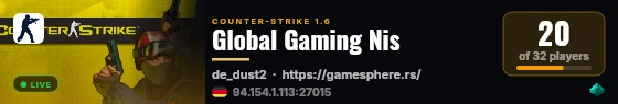 Global Gaming Nis live status badge