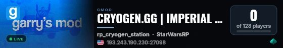 CRYOGEN.GG | IMPERIAL ROLEPLAY | CUSTOM MAP live status badge