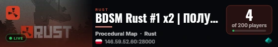 BDSM Rust #1 x2 | ПОЛУКЛАССИКА | Wipe 11.09 live status badge