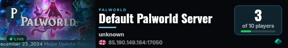 Default Palworld Server live status badge