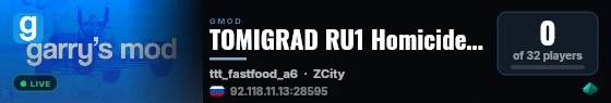 TOMIGRAD RU1 Homicide | Z-City | ROLES+ live status badge