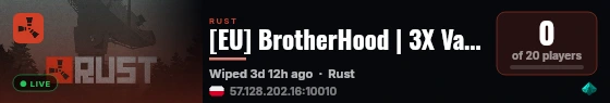 [EU] BrotherHood | 3X Vanilla | Noob Friendly | Wiped 3d 11h ag live status badge