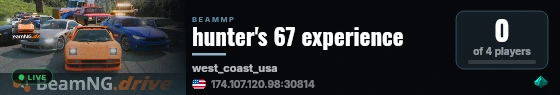 hunter's 67 experience live status badge