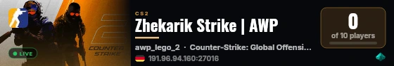 Zhekarik Strike | AWP live status badge