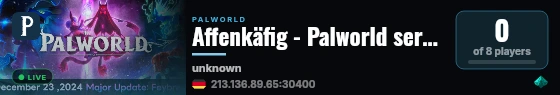 Affenkäfig - Palworld server hosted by G-Portal live status badge