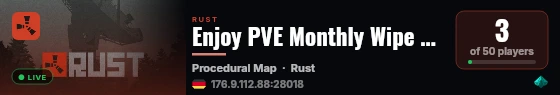 Enjoy PVE Monthly Wipe NPC Shop live status badge