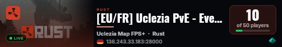 [EU/FR] Uclezia PvE - Events | Raid | Skins | Convoy | Kits live status badge