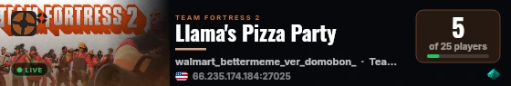 Llama's Pizza Party live status badge